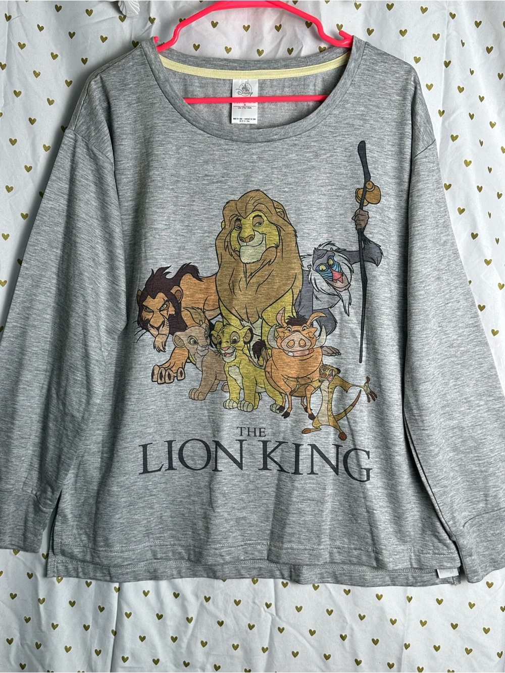 Disney The Lion King Gray Long-Sleeve Tee w Simba Scar movie characters NWT 3X